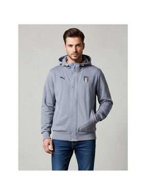 Puma Italy FIGC Tradizione Hoodie Jacket Snap Button Azzurri L Soccer culture